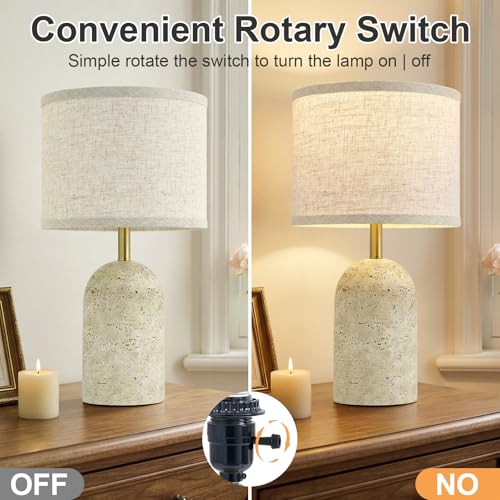 GyroVu Table Lamps Set of 2, Resin Bedside Lamps for Living Room Bedroom - color: Beige