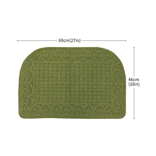 COSY HOMEER 27x18 Half Round Kitchen Rug,Non Slip Washable Mat,Green 1PC - color: Green, size: 1'6" x 2'3" (Semicircular)