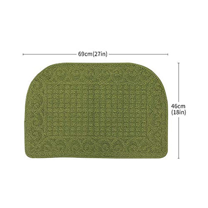 COSY HOMEER 27x18 Half Round Kitchen Rug,Non Slip Washable Mat,Green 1PC - color: Green, size: 1'6" x 2'3" (Semicircular)