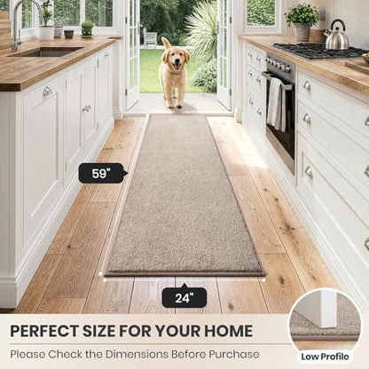PURRUGS Hallway Runner Rug, 24" x 59", Taupe - color: Taupe, size: 24" X 59"