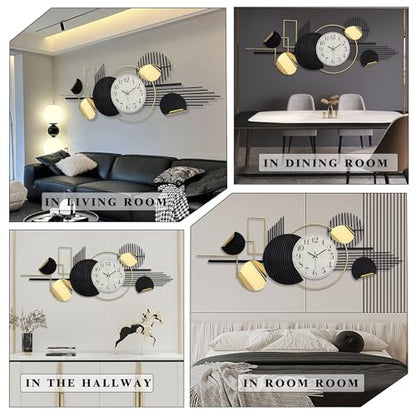 Modern Large Wall Clock Decorative Metal Art for Living Room