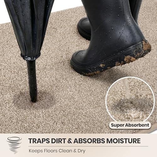 PURRUGS Dirt Trapping Indoor Door Mat, 20" x 31.5", Taupe - color: Taupe, size: 20" X 31.5"