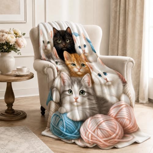 Cat Blanket Cute Cat Gifts for Women Girls Throw Blanket for Cats Lovers Fleece Fuzzy Soft Flannel Cats Plush Warm Bedding Stuff for Kids Adults 40 x 50 Inch - color: Cat, size: 50"x40"