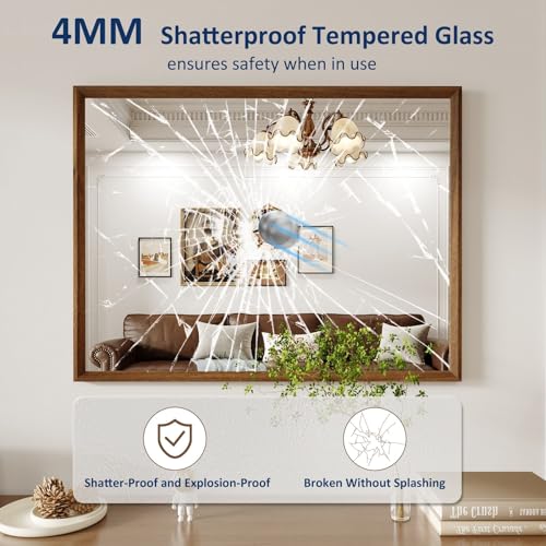 WEER Bathroom Vanity Mirror Walnut 40X30 Inch - color: Walnut, size: 40"L x 30"W