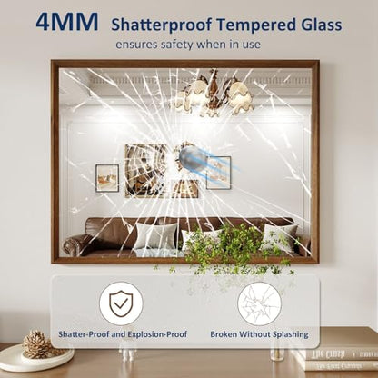WEER Bathroom Vanity Mirror Walnut 40X30 Inch - color: Walnut, size: 40"L x 30"W