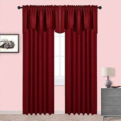 NICETOWN 2 Panels Red Kitchen Blackout Valances for Windows, 42W x 18L - color: Burgundy Red, size: 42"W x 18"L (Pack of 2)