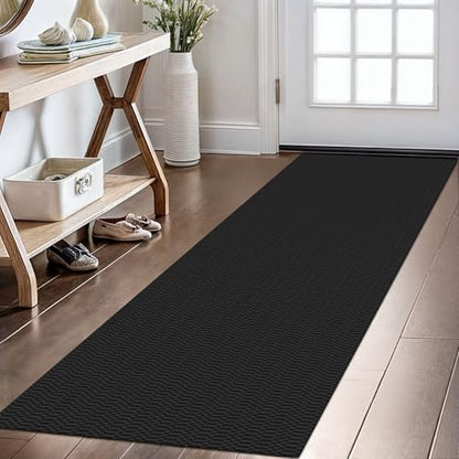 KOZYFLY 2x6 Runner Rug, Washable Non Slip Kitchen Hallway Rug, Black/Grey - color: Black/Charcoal Grey, size: 2' x 6' (Rectangular)
