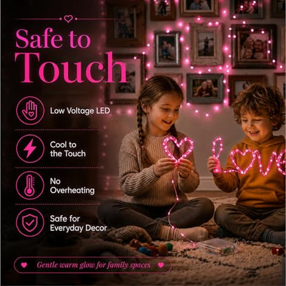 16FT 50LED Fairy Lights Battery Operated (Included), 2 Packs - color: Pink, size: 2 Pack - Batteries Included