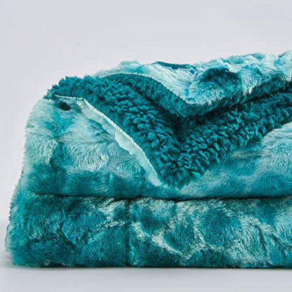 NEWCOSPLAY Faux Fur Sherpa Throw Blanket for Couch, Light Teal, 40"x50" - color: Tie-dye Light Teal, size: Throw(40"x50")