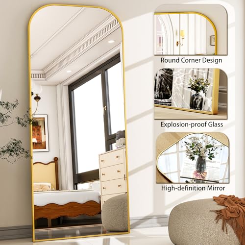HARRITPURE 28"x71" Full Length Mirror Floor Gold Large Full Body Mirror - color: Re-gold, size: 71"L x 28"W