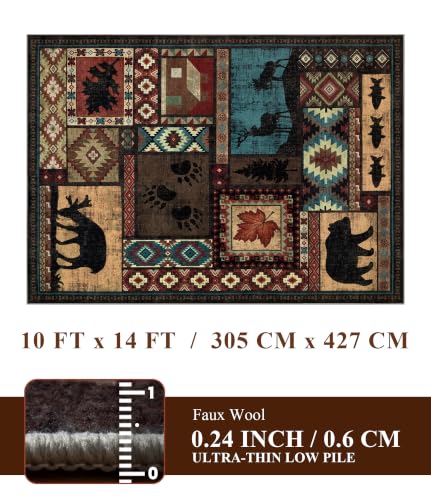 YIHOUSE 25.4x35.6cm(10x14인치) 소박한 캐빈 부분 러그, 거실용 - color: 브라운., size: 10' x 14' (Rectangular)