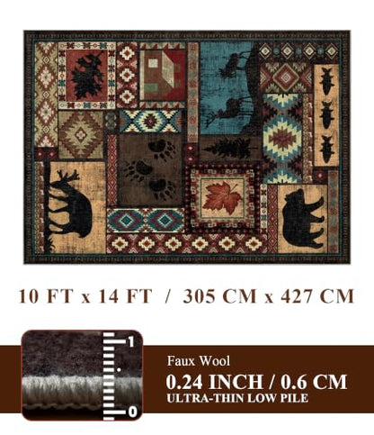YIHOUSE 25.4x35.6cm(10x14인치) 소박한 캐빈 부분 러그, 거실용 - color: 브라운., size: 10' x 14' (Rectangular)