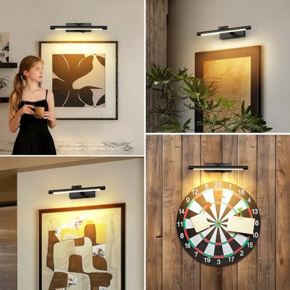 12.6 Inch Black Battery Operated Picture Light with Remote - color: Black, size: 12.6 In