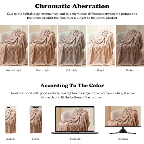 NEWCOSPLAY 3D Checkered Flannel Throw Blanket, Taupe Checkered, 50"x70" - color: Taupe Checkered, size: Throw(50"x70")