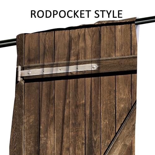 Wooden Barn Door Rustic Brown Barnwood Living Room Bedroom Window Curtains - color: D-brown, size: 52"W x 84"L (Pack of 2)