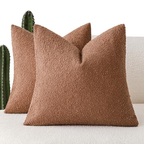 Foindtower Decorative Textured Boucle Throw Pillow Cover 16x16 Burnt Orange - color: Autumnal, size: 16" x 16" (Pack of 2)