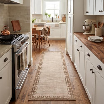 GarveeHome 2x8 Washable Runner Rug for Hallway Entryway Modern Low Pile Rug - color: Beige, size: 2'x8' (runner)