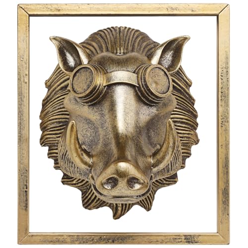 JJALIGHTS Exquisite Resin Animal Head Wall Sculpture (Gift Metal Frame) - Imitation Copper Vintage Decor for Living Room, Bedroom & Office | Decorative Wall Hanging Art (Warthog) - color: Bronze Warthog