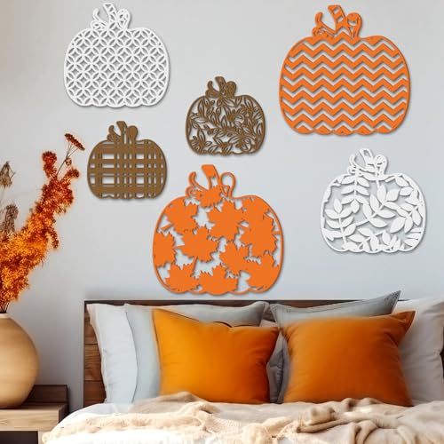 CroBlissful 6 Pcs Fall Pumpkin Wall Decor Autumn Wooden Wall Art - size: 9.45 in, style: Pumpkin