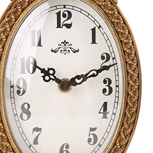 NIKKY HOME Gold Table Clock Silent Non-Ticking, Small Shelf Desk Top Clock Battery Operated Classic Home Decor for Fireplace Mantel, Desktop, Countertop