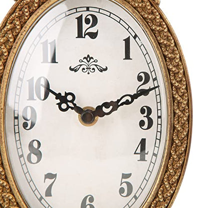 NIKKY HOME Gold Table Clock Silent Non-Ticking, Small Shelf Desk Top Clock Battery Operated Classic Home Decor for Fireplace Mantel, Desktop, Countertop