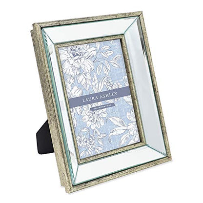 Laura Ashley 5x7 Silver Beveled Mirror Picture Frame Tabletop & Wall Mount - color: Silver, size: 5x7