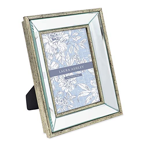 Laura Ashley 5x7 Silver Beveled Mirror Picture Frame Tabletop & Wall Mount - color: Silver, size: 5x7