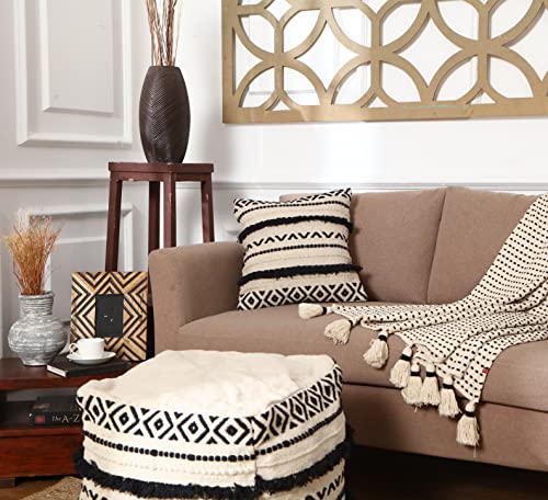 · REDEARTH · Textured Handwoven Throw Pillow Cases Geometric Craft Black - color: Geometric Craft Black, size: 18" x 18" (Pack of 2)