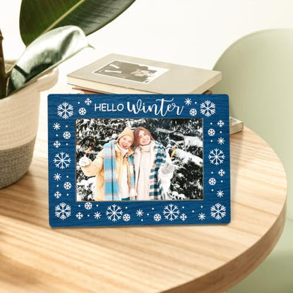 Blue Snowflake Picture Frame, Hello Winter Photo Frame 4x6 - color: blue snowflake