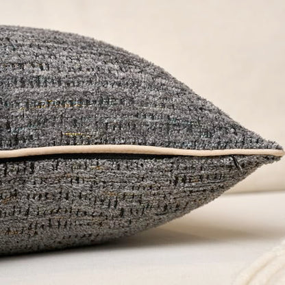 Yangest Chenille Pillow Cover 18 x18 Inches, Thick Textured Square Throw Pillow Cover Farmhouse Modern Soft Accent Couch Neutral Pillow Cover for Living Room Bedroom, Gray - color: Grey, size: 18" x 18" (Pack of 1)