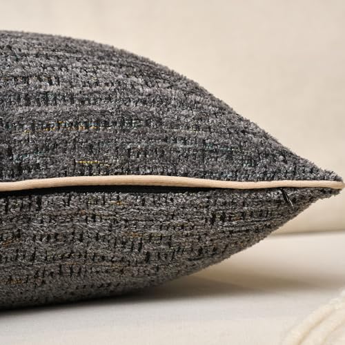 Yangest Chenille Pillow Cover 20 x 20 Inches, Thick Textured Square Throw Pillow Cover Farmhouse Modern Soft Accent Couch Neutral Pillow Cover for Living Room Bedroom, Gray - color: Grey, size: 20" x 20" (Pack of 1)