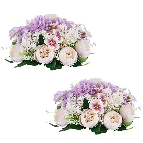 Flower Balls Centerpieces Tables: Purple White Silk Rose, 2Pcs - color: Purple Pink White, size: 2 PCS