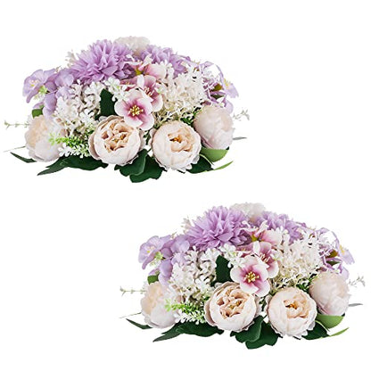Flower Balls Centerpieces Tables: Purple White Silk Rose, 2Pcs - color: Purple Pink White, size: 2 PCS