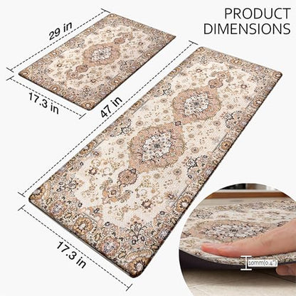 Kitchen Rugs for Floor 2 Pcs Memory Foam Padded Anti Fatigue Kitchen Mat - color: Bohemia