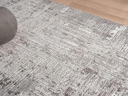 5x7 Gray Modern Abstract Area Rug for Living Room - color: 1001 - Gray, size: 5' x 7' (Rectangular)