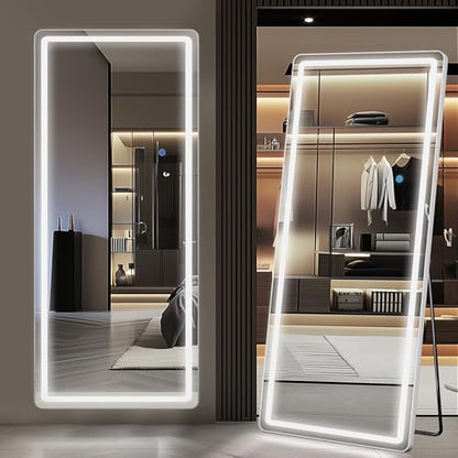 Antok 56"x20" LED Full Length Mirror, Lighted Floor Mirror, Rect - size: 56"L x 20"W, style: Rect Style