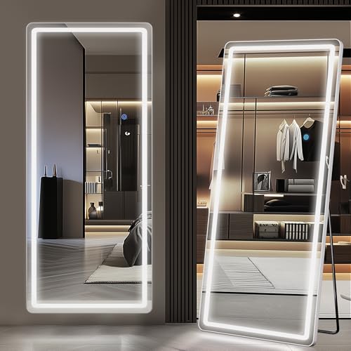 Antok 56"x20" LED Full Length Mirror, Lighted Floor Mirror, Rect - size: 56"L x 20"W, style: Rect Style