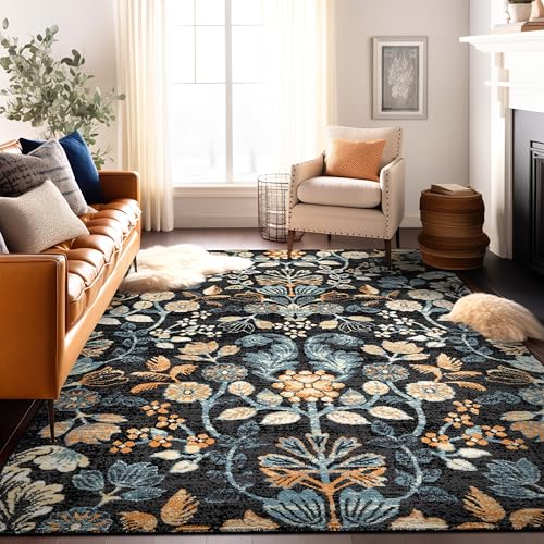 Rugshop Vintage Floral Area Rug for Living Room, Bedroom Black 7' 10" x 10' - size: 7'10" x 10' (Rectangular)