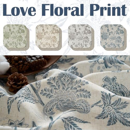 jinchan Floral Valance Curtain Linen 16 Inch Farmhouse 1 Panel Blue - color: Jacobean | Blue, size: 50"W x 16"L (Pack of 1)