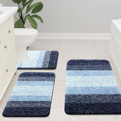 Arotive Microfiber Bathroom Rugs, Shaggy Soft Absorbent Bath Rug, 34x21 - color: Blue, size: 34" X 21"