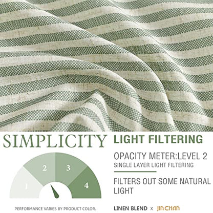jinchan Linen Boxter Stripe Valances for Window 16 inch,Sage Green,1 Panel - color: Boxter Stripe | Sage Green on Linen, size: 50"W x 16"L (Pack of 1)
