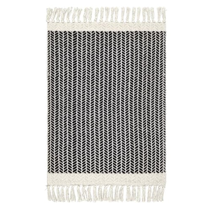 Lahome Boho Bathroom Rugs, 3x5 Washable Area Rug for Kitchen Bedroom Entry - color: Black, size: 3' x 5' (Rectangular)