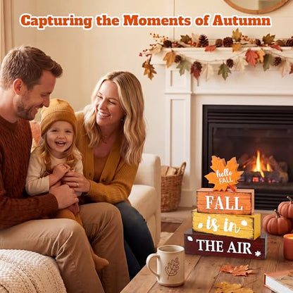 4 Pcs Fall Wooden Decor, Fall Table Decorations Gifts for Home