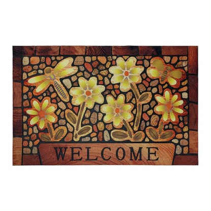 Durable Welcome Door Mats 24”x36” – Heavy Duty Non-Slip Rubber Outside Door Mat Large Front Outdoor Mat for Home Entrance, Porch, Patio, Garage and High Traffic Areas,Dragonfly Flower - size: 2'0" x 3'0" (Rectangular)