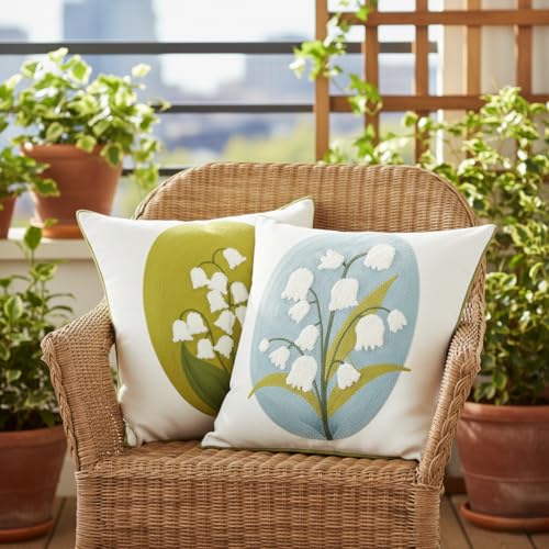 Pack of 2 Embroidered Decorative Throw Pillow Cover 18x18 Inch