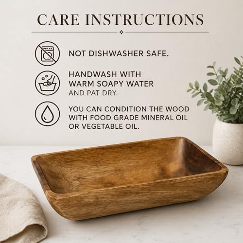 Handcrafted Acacia Wood Rectangular Bowl – Made in Hawaii – Eco-Friendly Wooden Serving Dish – Durable, Food-Safe, Heat-Resistant – Flared Design – Multiple Sizes (10x6x2 inch) - size: 10x6x2 inch