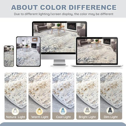 DMOYEST 2x3 Entryway Area Rug Washable Abstract Beige Blue Small Carpet - color: Beige Blue, size: 2' x 3' (Rectangular)