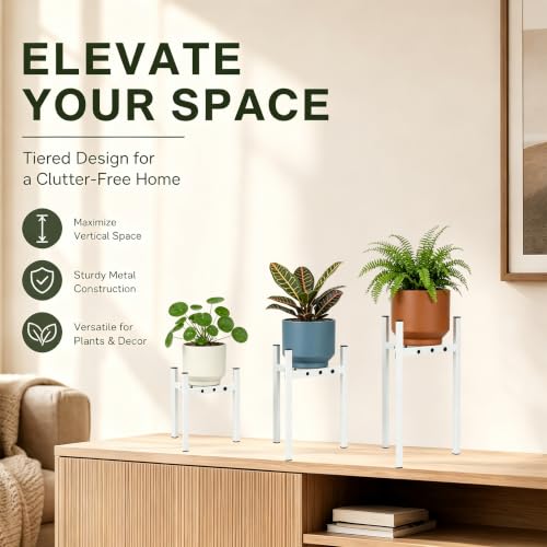 3팩 모던 식물 스탠드 실내 화이트 (화분 없음) - color: 화이트.
