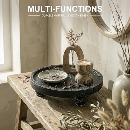 EOSAHR Display Riser: Rustic Pedestal Stand for Kitchen Counter, Old Black - color: Old Black