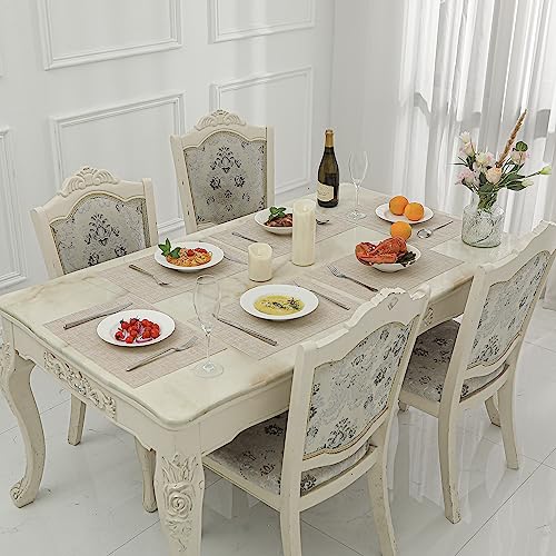 Woven Vinyl Beige Placemats Set of 24, Linen Look & Easy to Clean - color: Beige, size: Set of 24